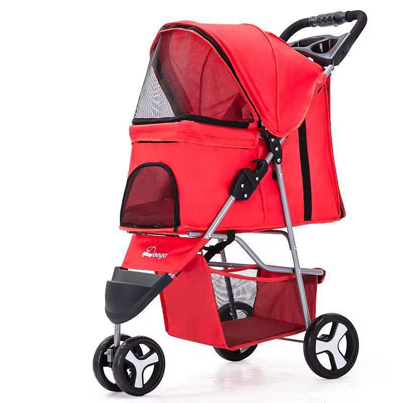 Lightweight Folding Pet Trolley Cat, Dog and Cart Three-Wheeled Pet Cart Go Out Cart Supplies Dog Stroller