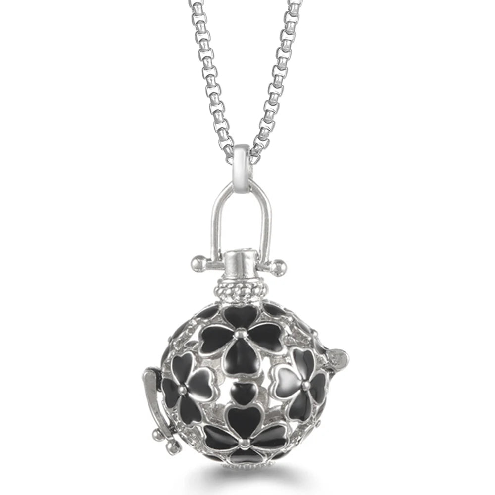 Mexico Chime Caller Angel Wing Music Symbol Aromatherapy Pendant Titanium Steel Chain Lava Ball Essential Oil Diffuser Necklace