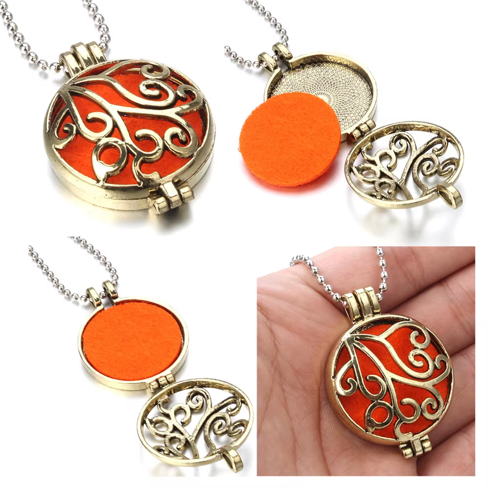 New Aroma Diffuser Necklace Vintage Flower Open Lockets Pendant Perfume Essential Oil Diffuser Aromatherapy Necklace