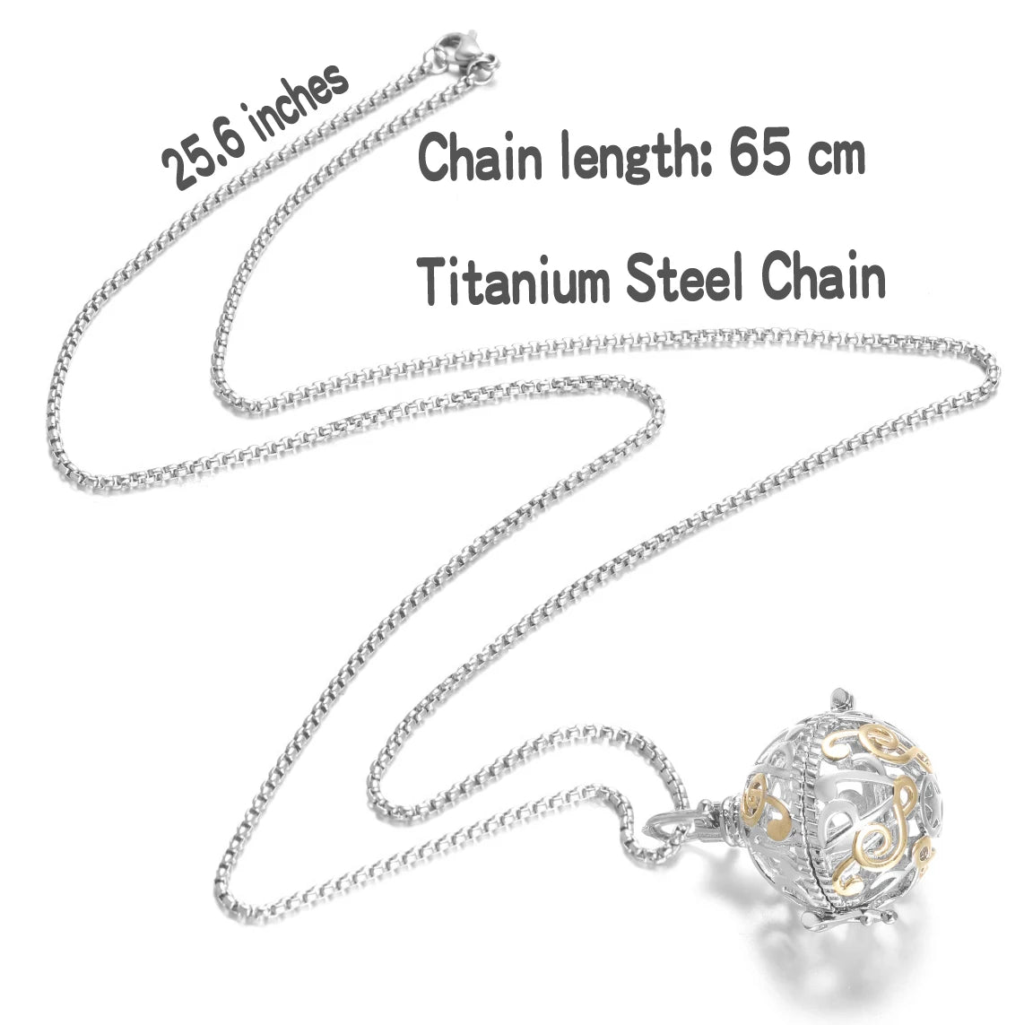 Mexico Chime Caller Angel Wing Music Symbol Aromatherapy Pendant Titanium Steel Chain Lava Ball Essential Oil Diffuser Necklace
