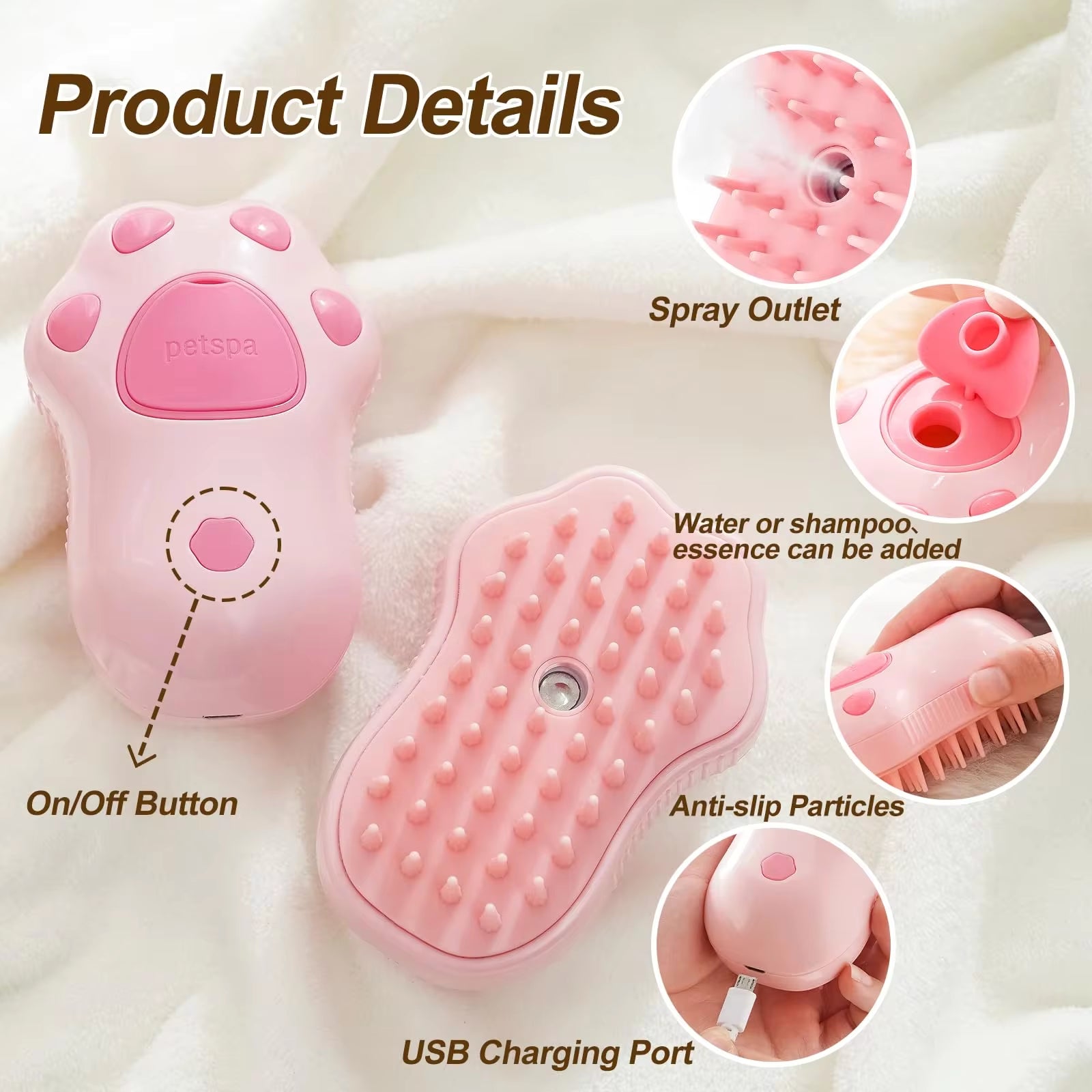 3 in 1 Steam Pet Brush