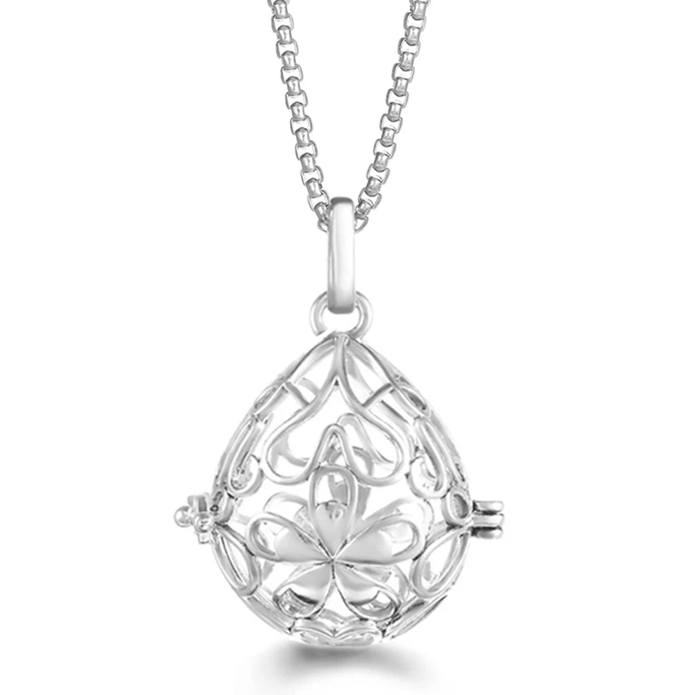 Mexico Chime Caller Angel Wing Music Symbol Aromatherapy Pendant Titanium Steel Chain Lava Ball Essential Oil Diffuser Necklace