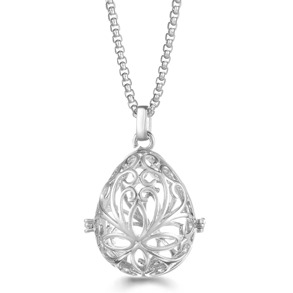 Mexico Chime Caller Angel Wing Music Symbol Aromatherapy Pendant Titanium Steel Chain Lava Ball Essential Oil Diffuser Necklace