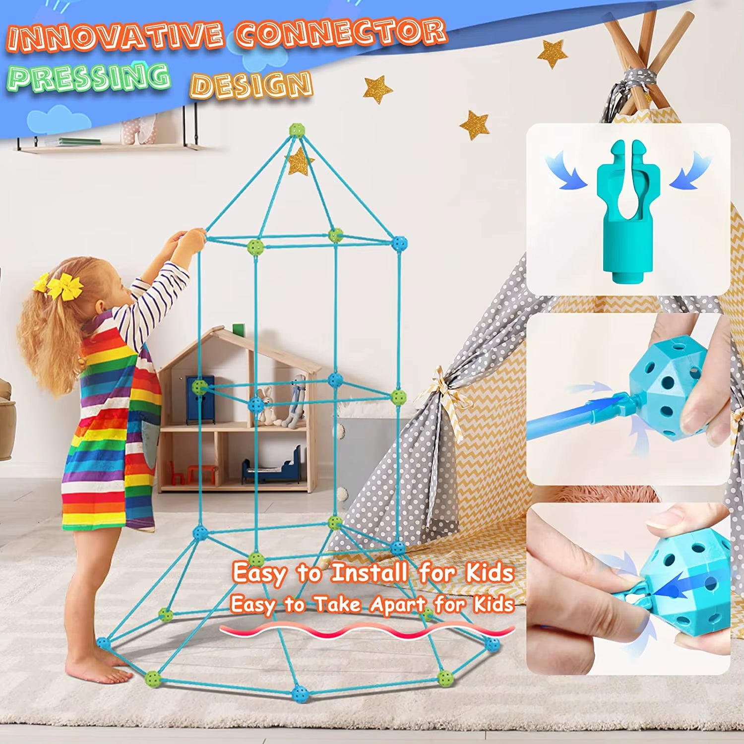 Children'S DIY Building Castle Beading Tent Toy Stem Large Building Blocks Game House Indoor and Outdoor Toys for Kids Gift