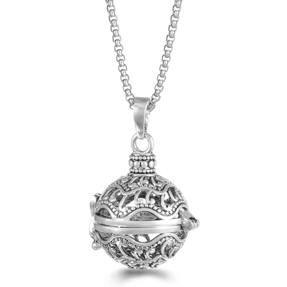 Mexico Chime Caller Angel Wing Music Symbol Aromatherapy Pendant Titanium Steel Chain Lava Ball Essential Oil Diffuser Necklace