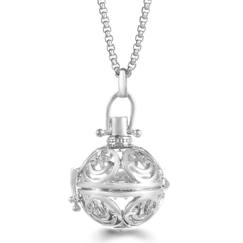 Mexico Chime Caller Angel Wing Music Symbol Aromatherapy Pendant Titanium Steel Chain Lava Ball Essential Oil Diffuser Necklace
