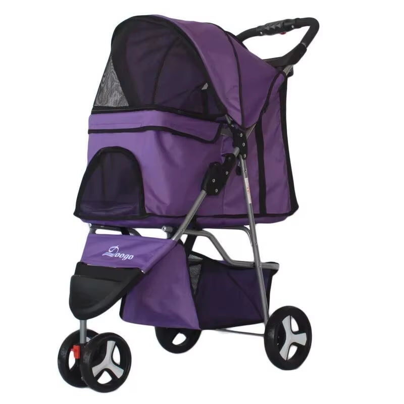 Lightweight Folding Pet Trolley Cat, Dog and Cart Three-Wheeled Pet Cart Go Out Cart Supplies Dog Stroller