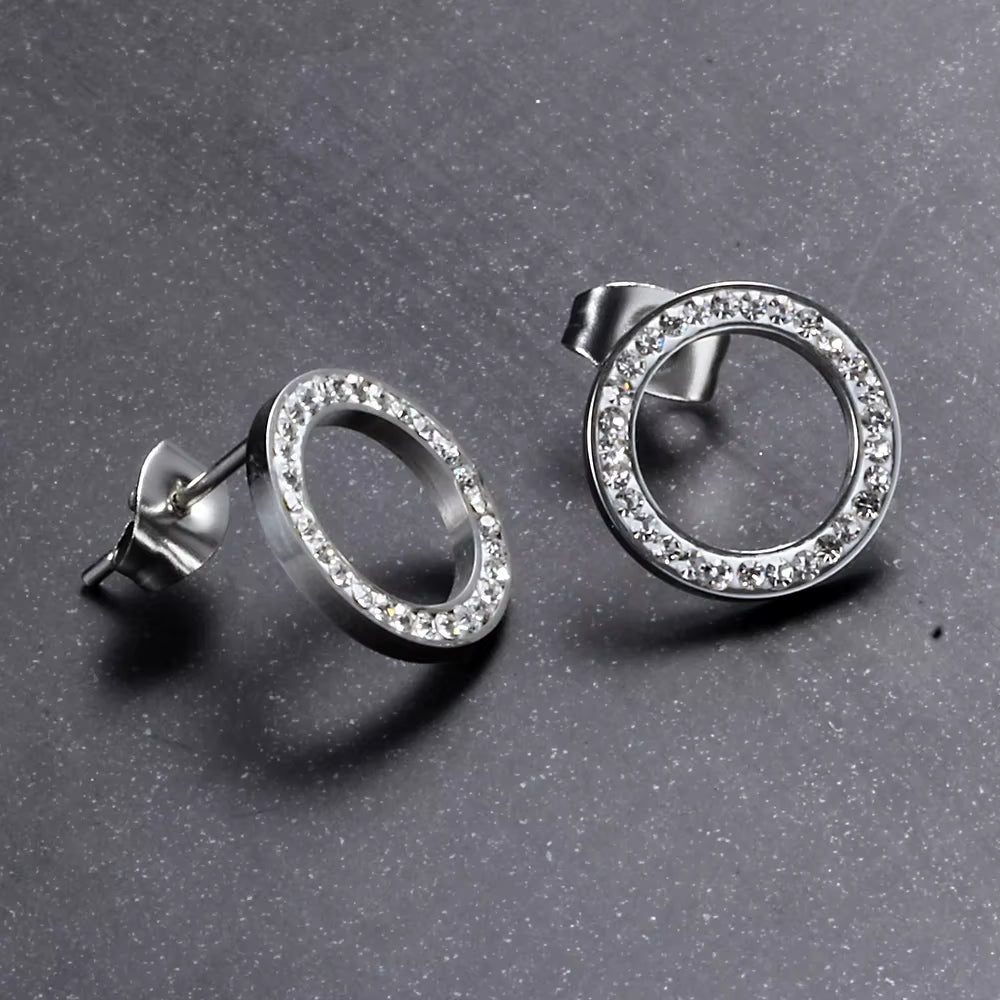 316L Stainless Steel Earring Crystal Stud Earrings for Women Joyas Brincos Bijoux Jewelry Earings Fashion