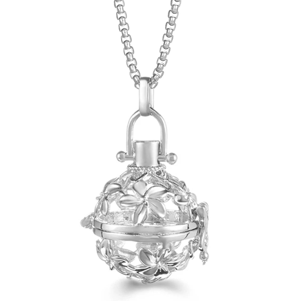Mexico Chime Caller Angel Wing Music Symbol Aromatherapy Pendant Titanium Steel Chain Lava Ball Essential Oil Diffuser Necklace