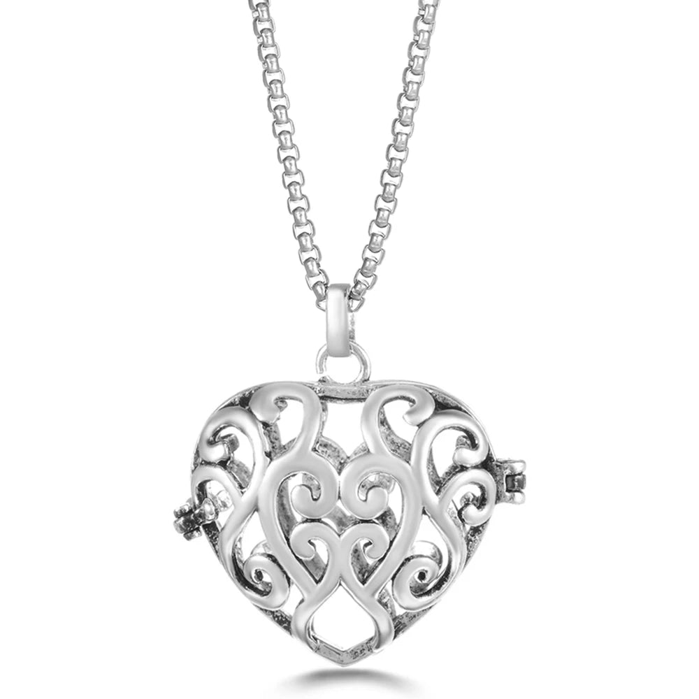 Mexico Chime Caller Angel Wing Music Symbol Aromatherapy Pendant Titanium Steel Chain Lava Ball Essential Oil Diffuser Necklace