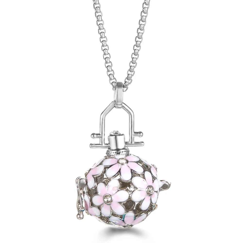 Mexico Chime Caller Angel Wing Music Symbol Aromatherapy Pendant Titanium Steel Chain Lava Ball Essential Oil Diffuser Necklace