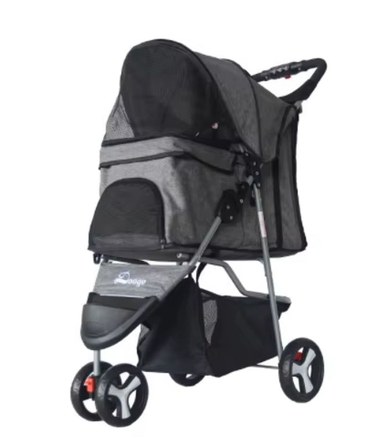 Lightweight Folding Pet Trolley Cat, Dog and Cart Three-Wheeled Pet Cart Go Out Cart Supplies Dog Stroller