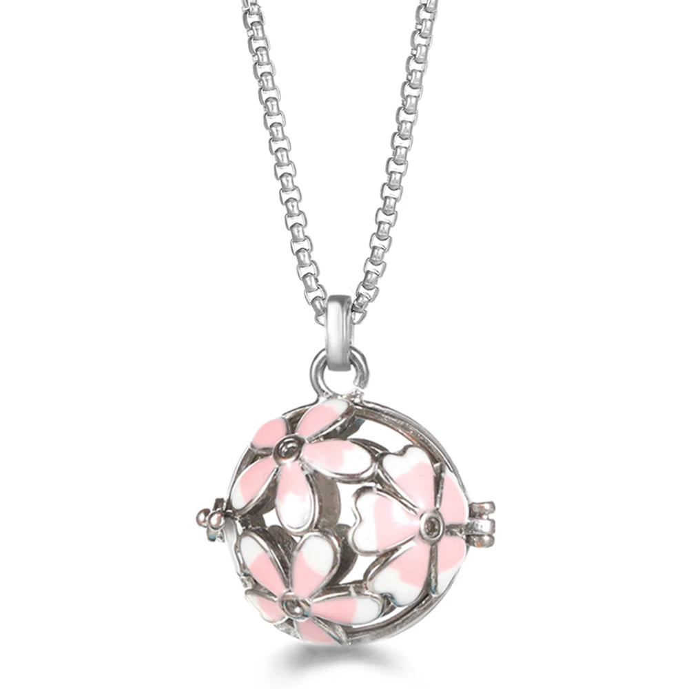 Mexico Chime Caller Angel Wing Music Symbol Aromatherapy Pendant Titanium Steel Chain Lava Ball Essential Oil Diffuser Necklace