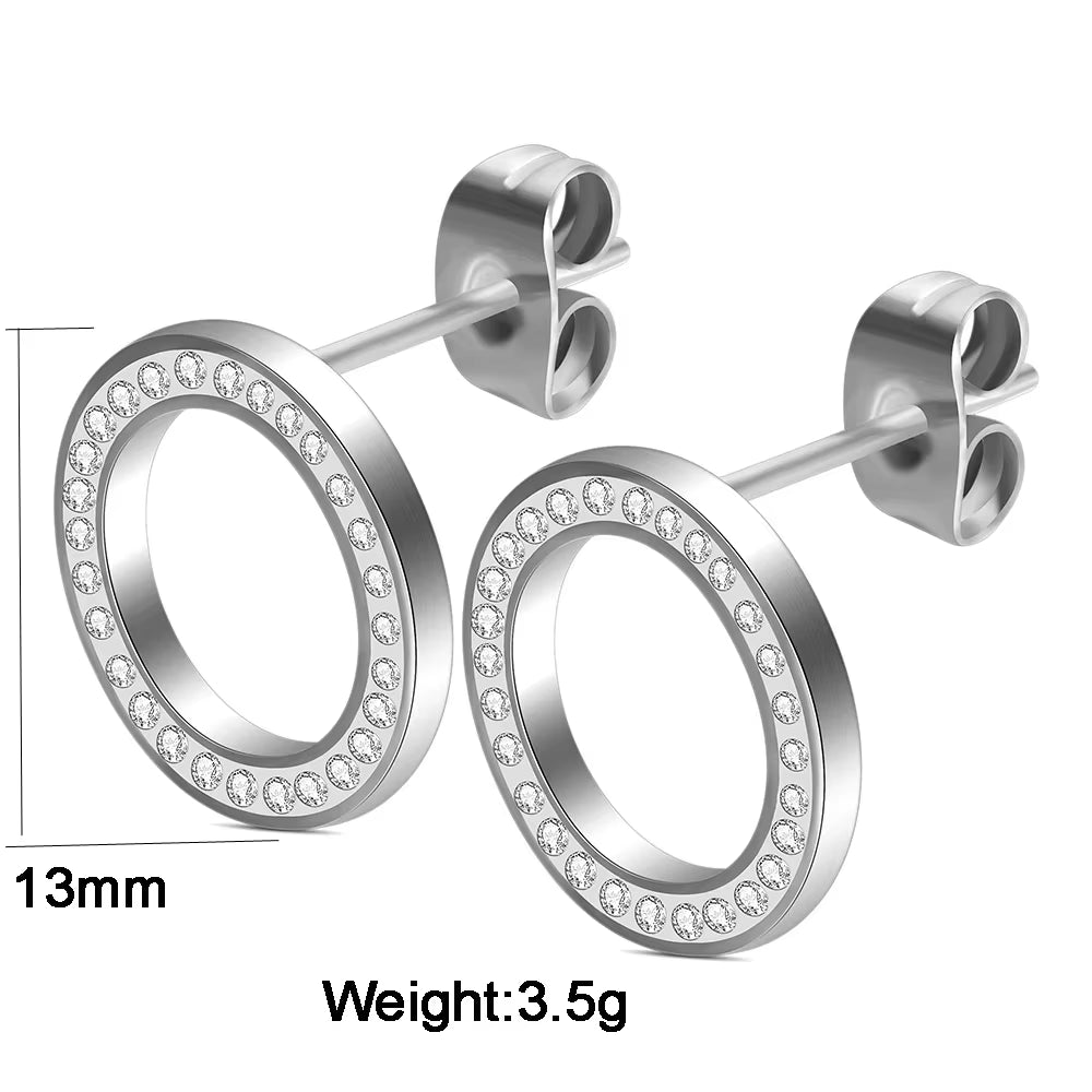 316L Stainless Steel Earring Crystal Stud Earrings for Women Joyas Brincos Bijoux Jewelry Earings Fashion