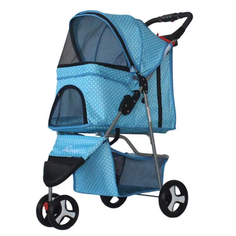Lightweight Folding Pet Trolley Cat, Dog and Cart Three-Wheeled Pet Cart Go Out Cart Supplies Dog Stroller