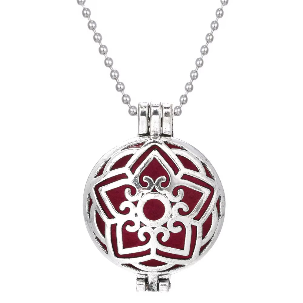 New Aroma Diffuser Necklace Vintage Flower Open Lockets Pendant Perfume Essential Oil Diffuser Aromatherapy Necklace