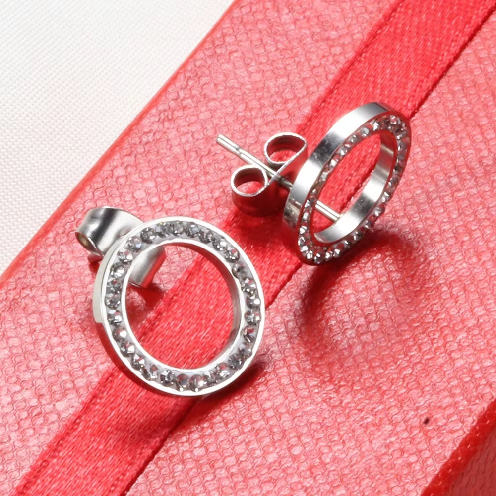 316L Stainless Steel Earring Crystal Stud Earrings for Women Joyas Brincos Bijoux Jewelry Earings Fashion