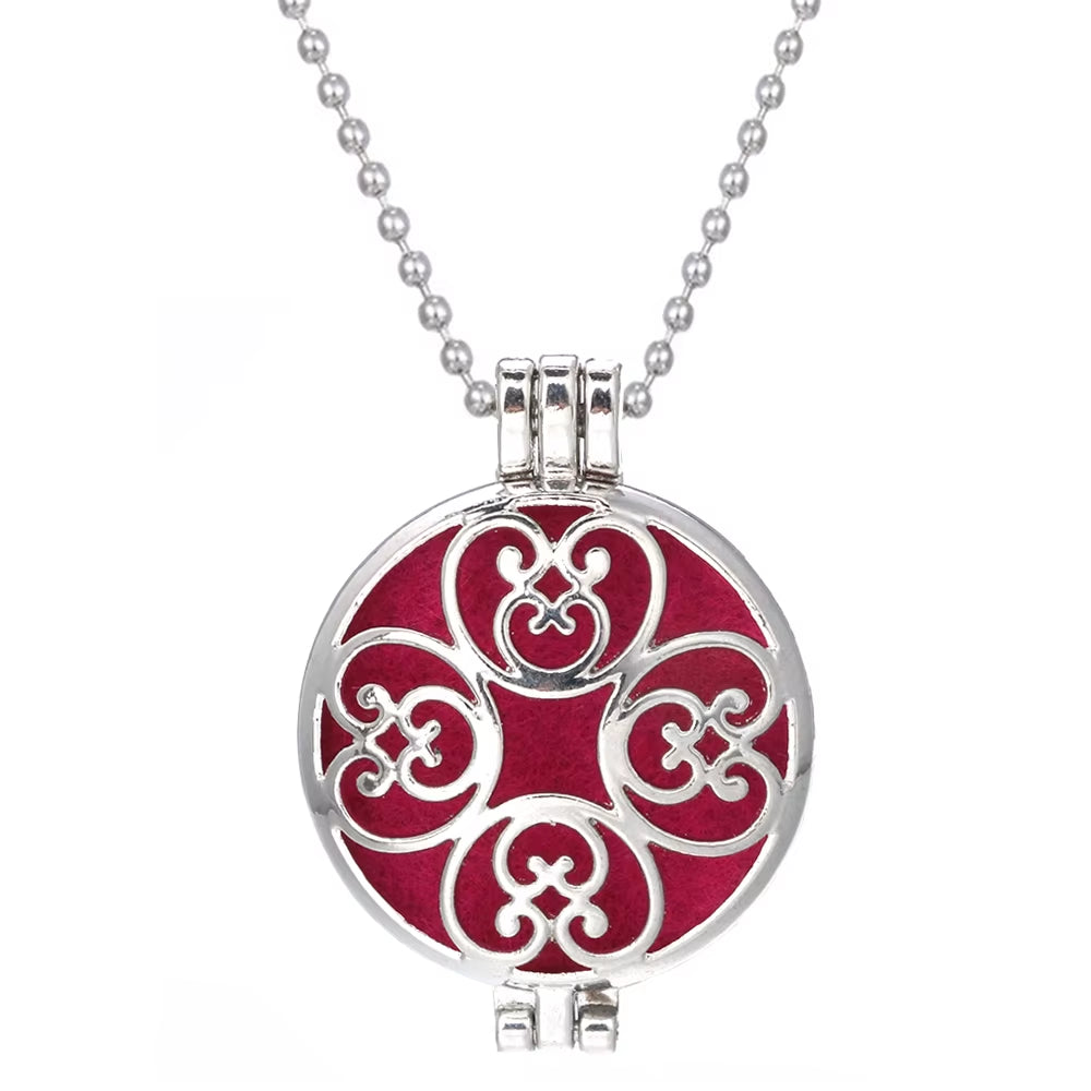 New Aroma Diffuser Necklace Vintage Flower Open Lockets Pendant Perfume Essential Oil Diffuser Aromatherapy Necklace