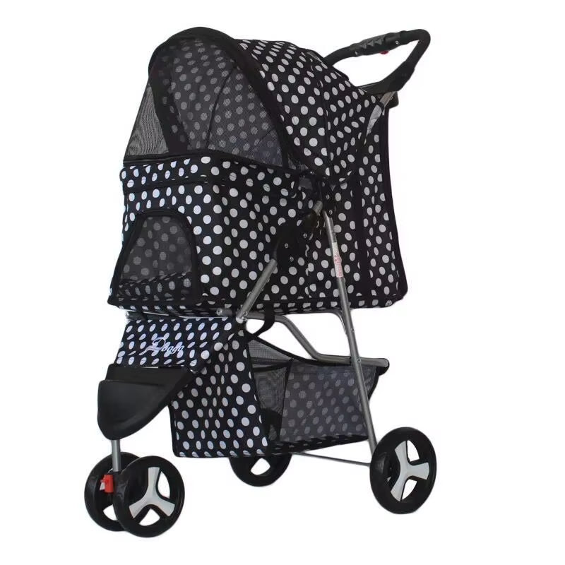 Lightweight Folding Pet Trolley Cat, Dog and Cart Three-Wheeled Pet Cart Go Out Cart Supplies Dog Stroller