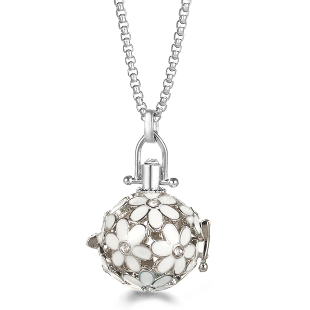 Mexico Chime Caller Angel Wing Music Symbol Aromatherapy Pendant Titanium Steel Chain Lava Ball Essential Oil Diffuser Necklace