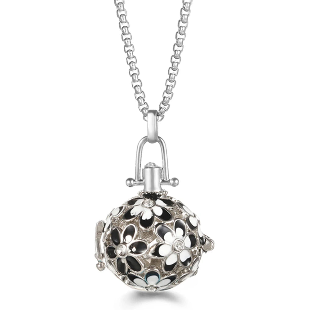 Mexico Chime Caller Angel Wing Music Symbol Aromatherapy Pendant Titanium Steel Chain Lava Ball Essential Oil Diffuser Necklace