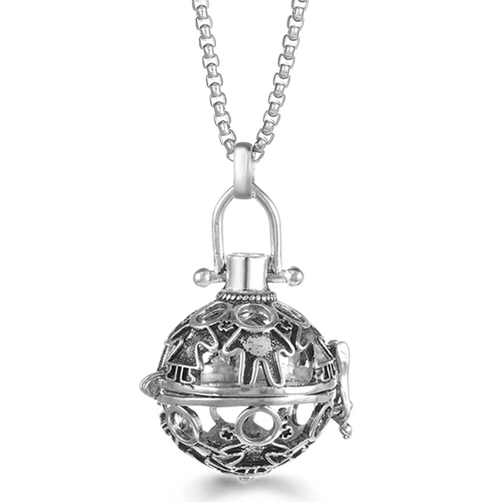 Mexico Chime Caller Angel Wing Music Symbol Aromatherapy Pendant Titanium Steel Chain Lava Ball Essential Oil Diffuser Necklace