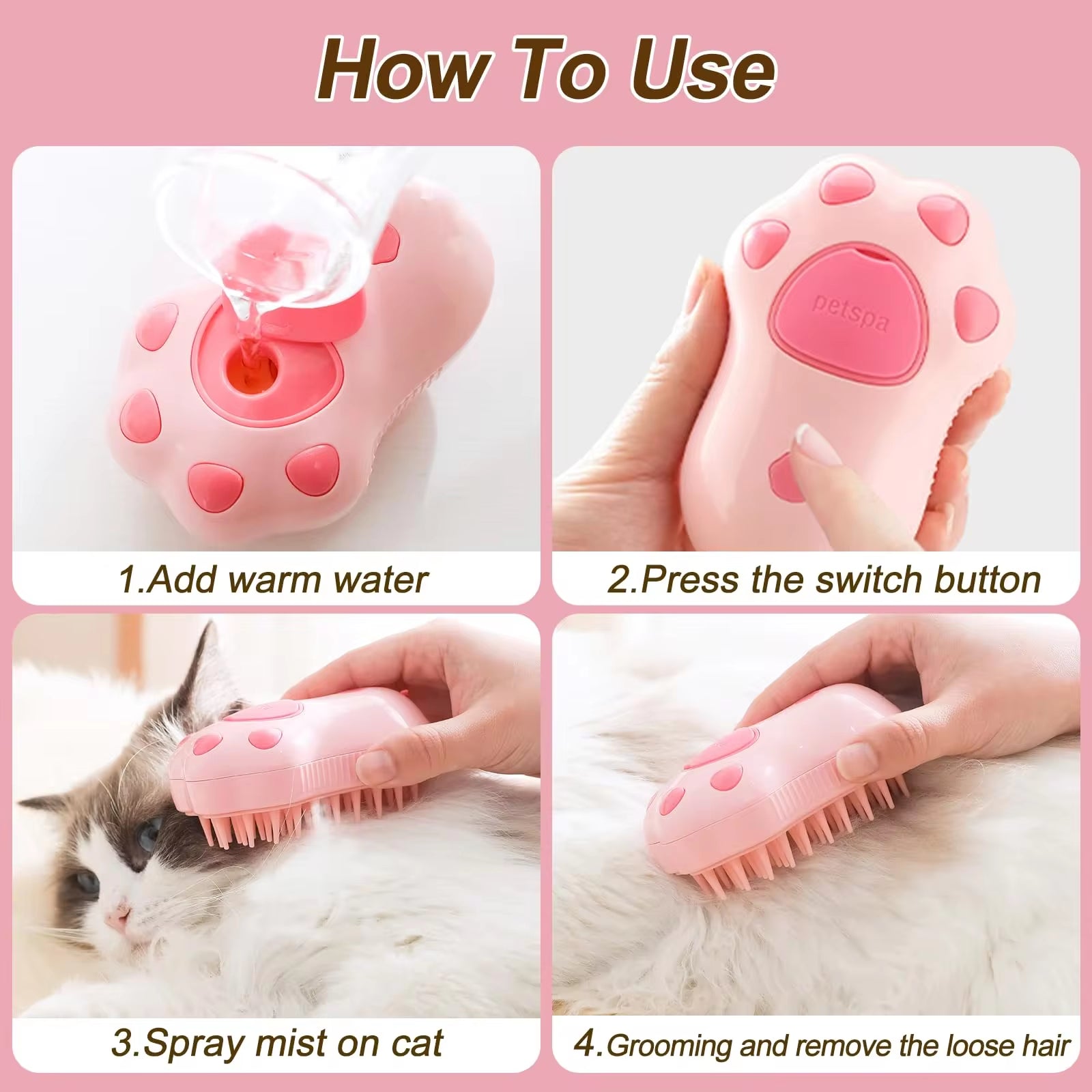3 in 1 Steam Pet Brush