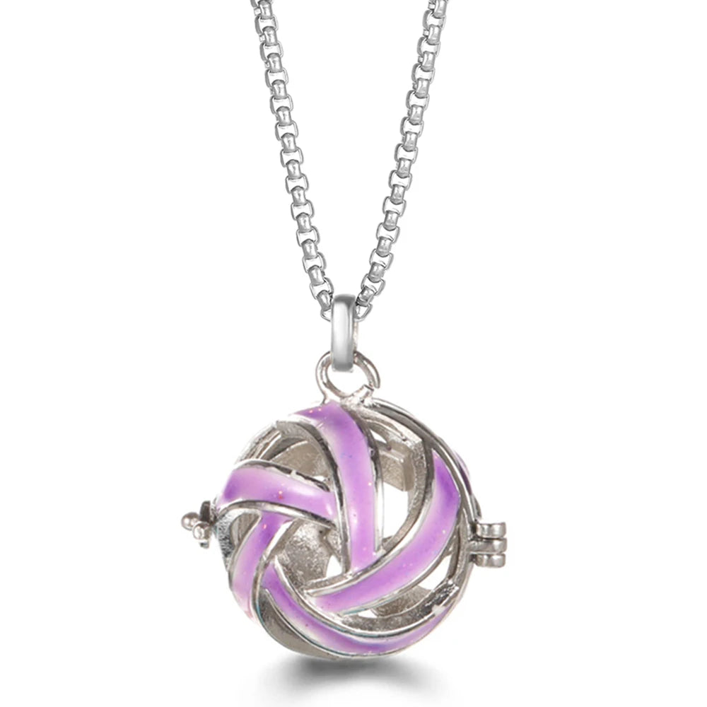 Mexico Chime Caller Angel Wing Music Symbol Aromatherapy Pendant Titanium Steel Chain Lava Ball Essential Oil Diffuser Necklace