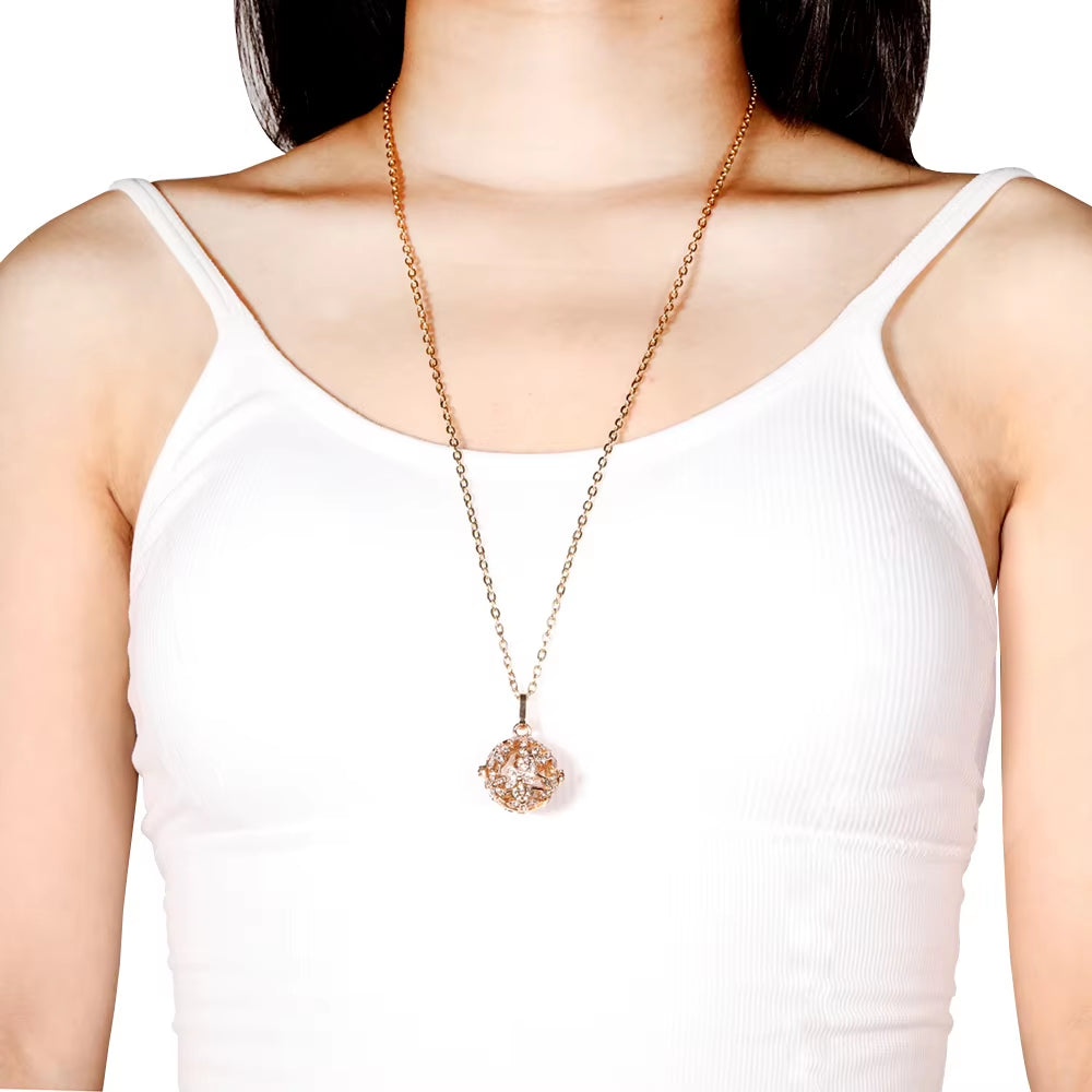 Mexico Chime Caller Angel Wing Music Symbol Aromatherapy Pendant Titanium Steel Chain Lava Ball Essential Oil Diffuser Necklace