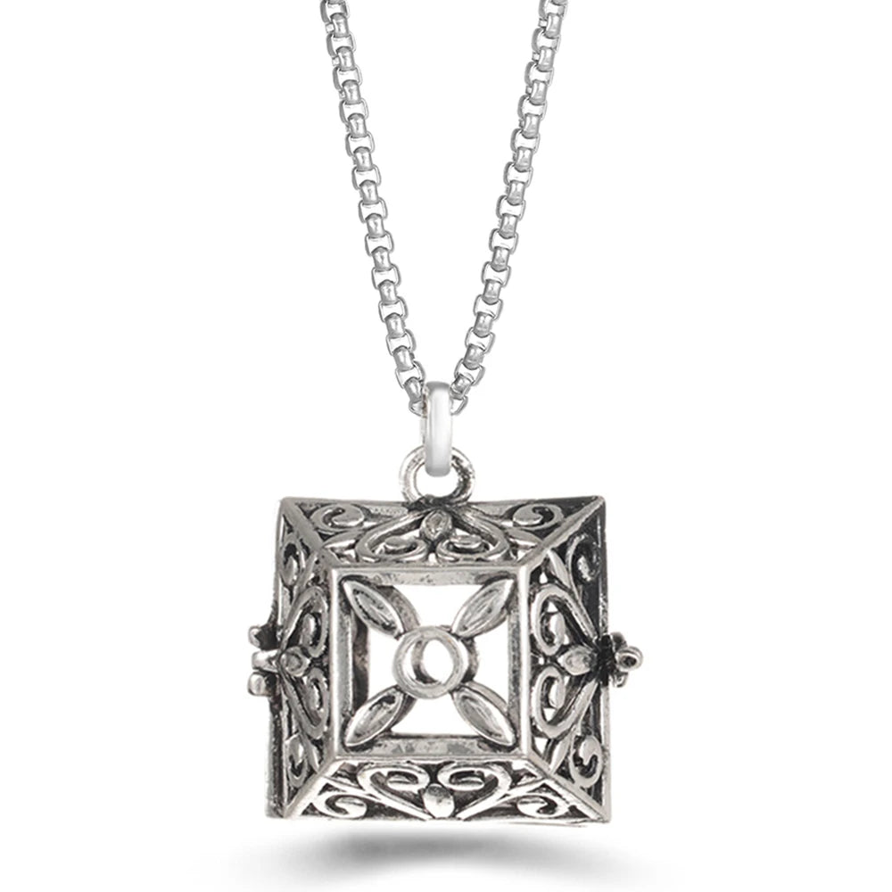 Mexico Chime Caller Angel Wing Music Symbol Aromatherapy Pendant Titanium Steel Chain Lava Ball Essential Oil Diffuser Necklace