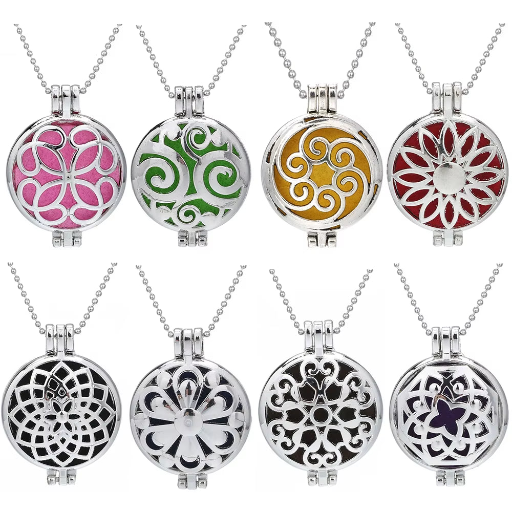 New Aroma Diffuser Necklace Vintage Flower Open Lockets Pendant Perfume Essential Oil Diffuser Aromatherapy Necklace