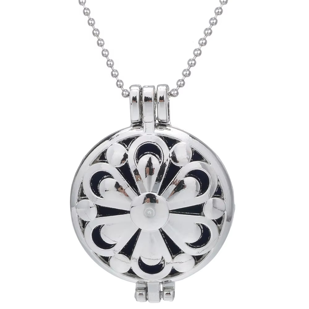 New Aroma Diffuser Necklace Vintage Flower Open Lockets Pendant Perfume Essential Oil Diffuser Aromatherapy Necklace