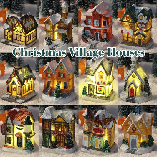 Mini LED Christmas Village Houses