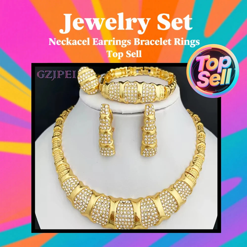 18K Gold Plated Luxury Dubai Jewellery Set
