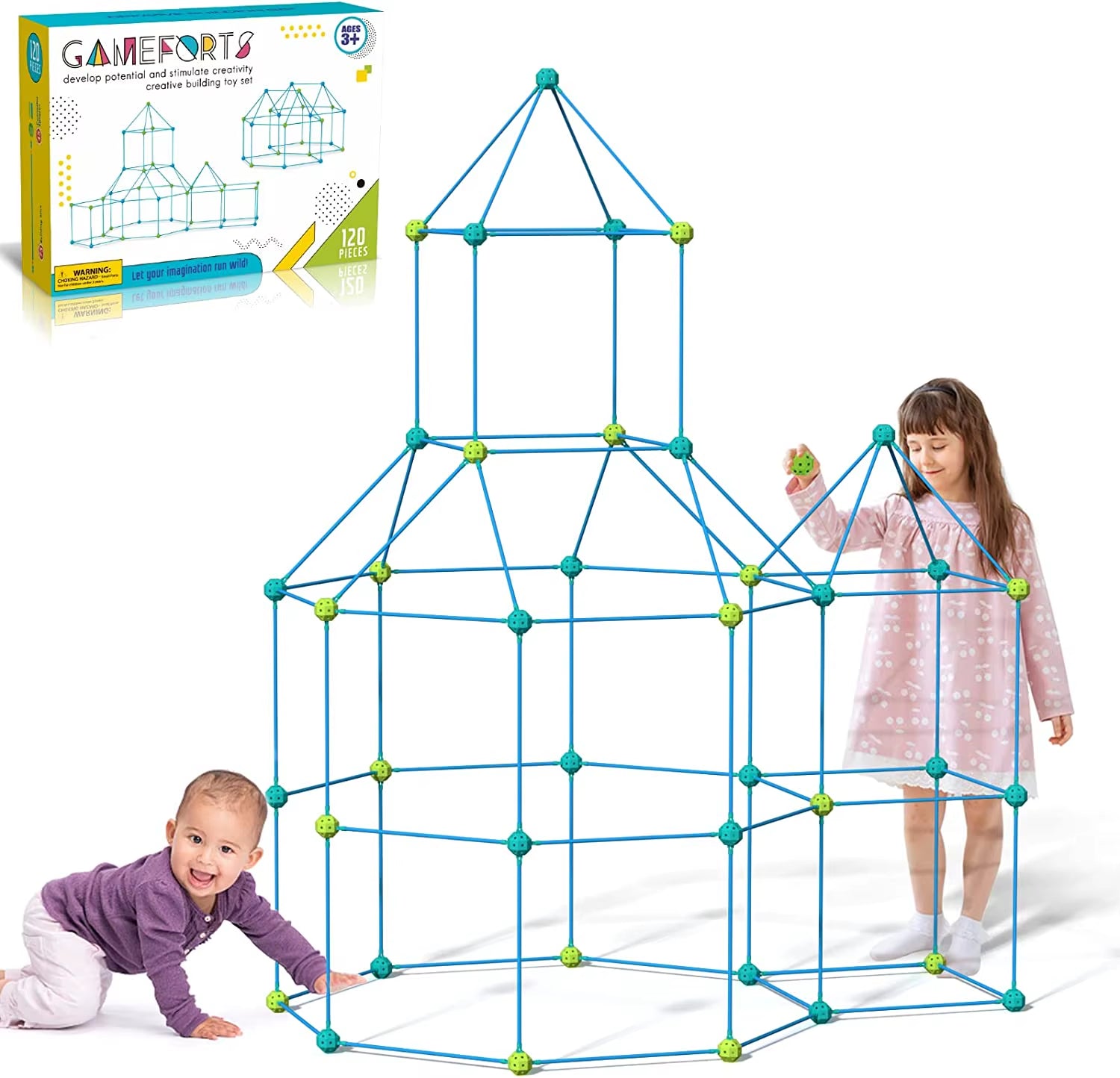 Children'S DIY Building Castle Beading Tent Toy Stem Large Building Blocks Game House Indoor and Outdoor Toys for Kids Gift