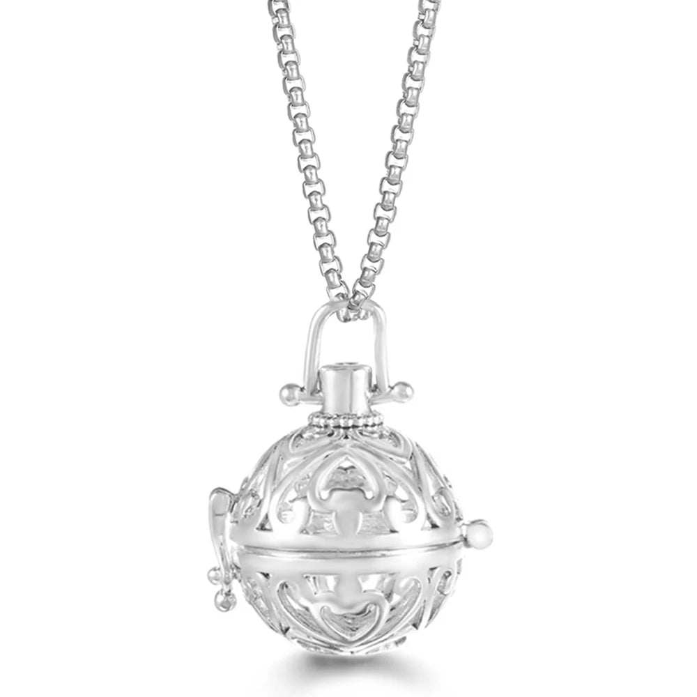 Mexico Chime Caller Angel Wing Music Symbol Aromatherapy Pendant Titanium Steel Chain Lava Ball Essential Oil Diffuser Necklace
