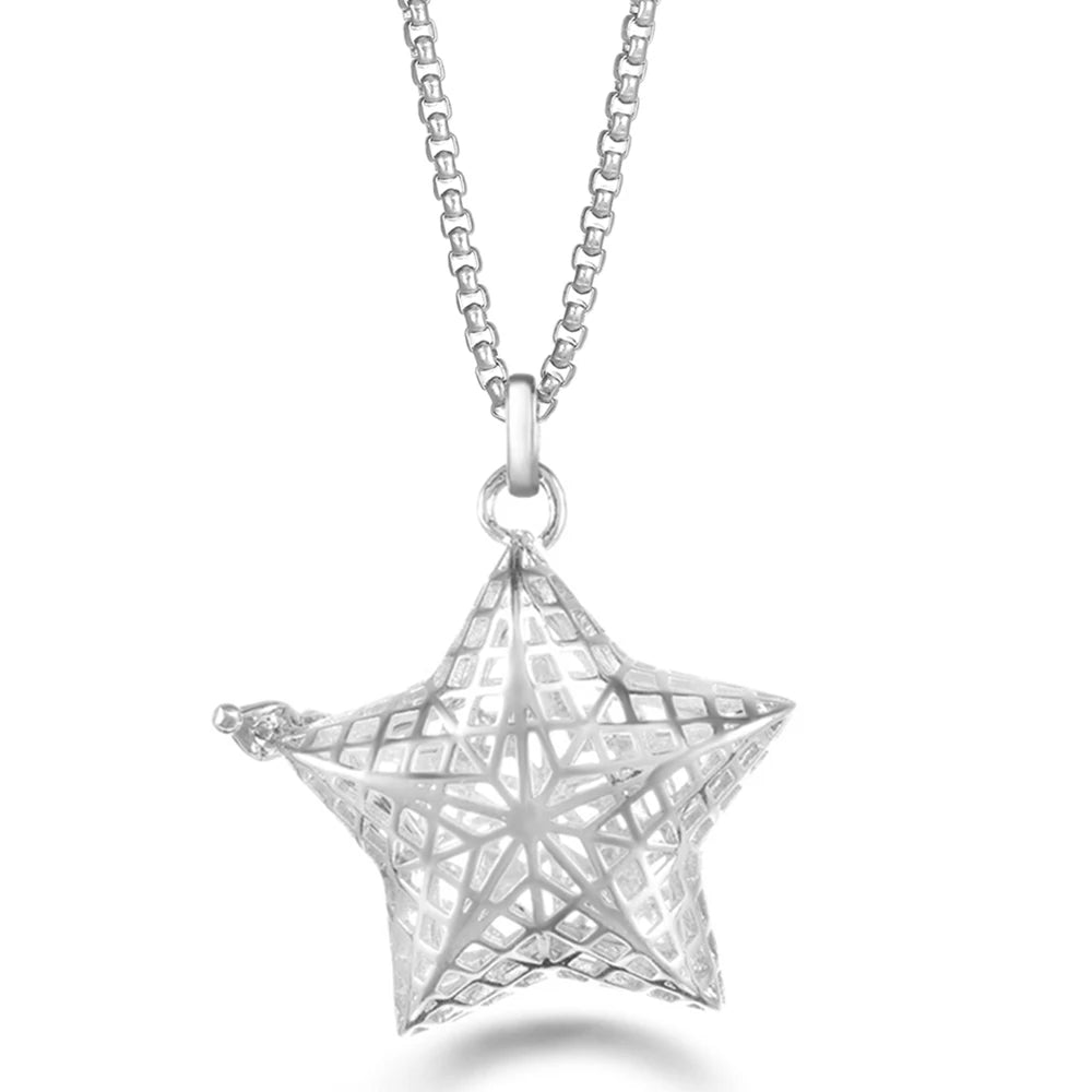 Mexico Chime Caller Angel Wing Music Symbol Aromatherapy Pendant Titanium Steel Chain Lava Ball Essential Oil Diffuser Necklace