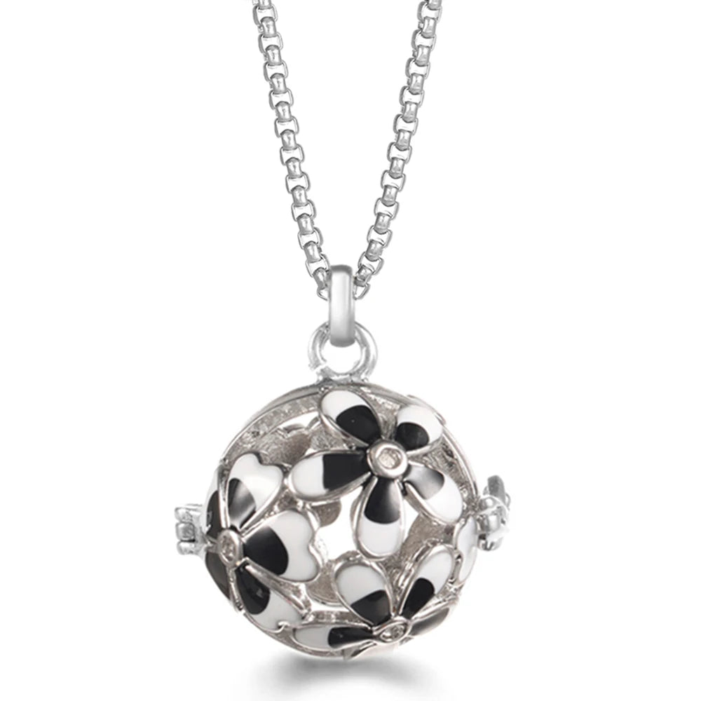 Mexico Chime Caller Angel Wing Music Symbol Aromatherapy Pendant Titanium Steel Chain Lava Ball Essential Oil Diffuser Necklace