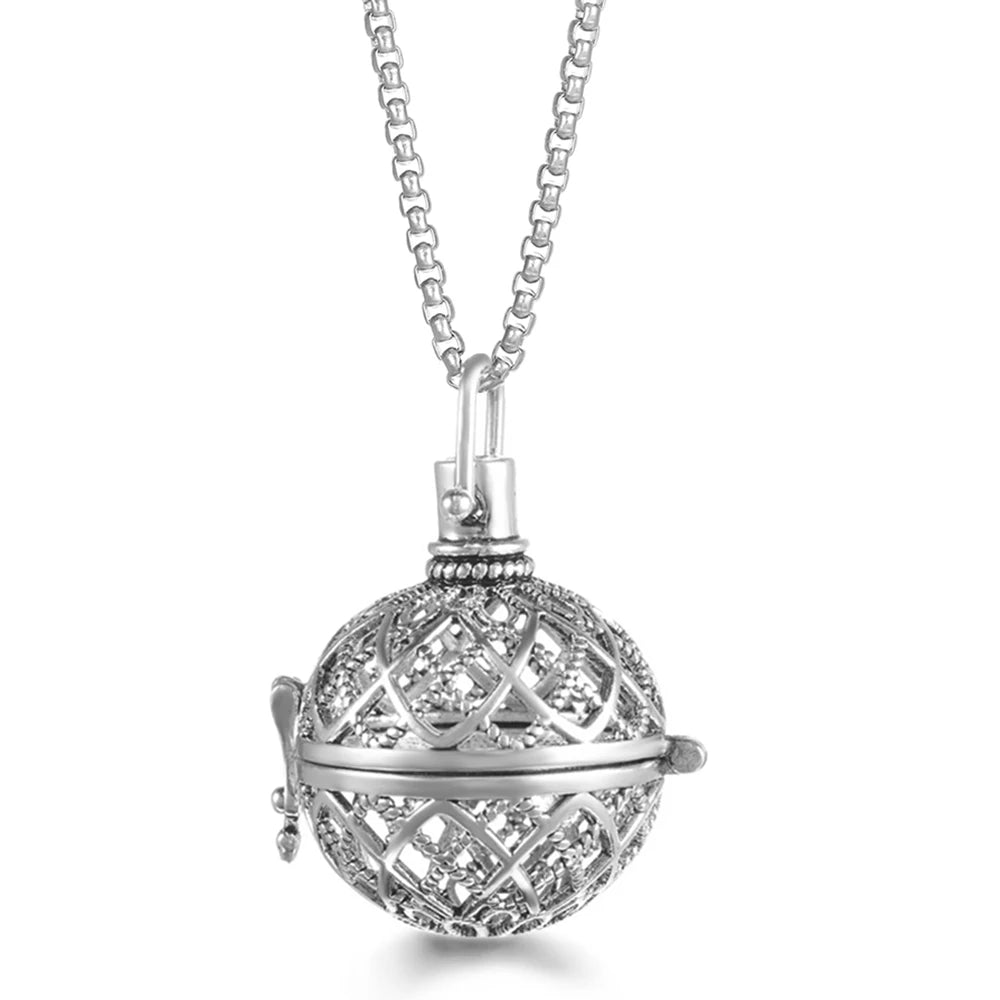 Mexico Chime Caller Angel Wing Music Symbol Aromatherapy Pendant Titanium Steel Chain Lava Ball Essential Oil Diffuser Necklace