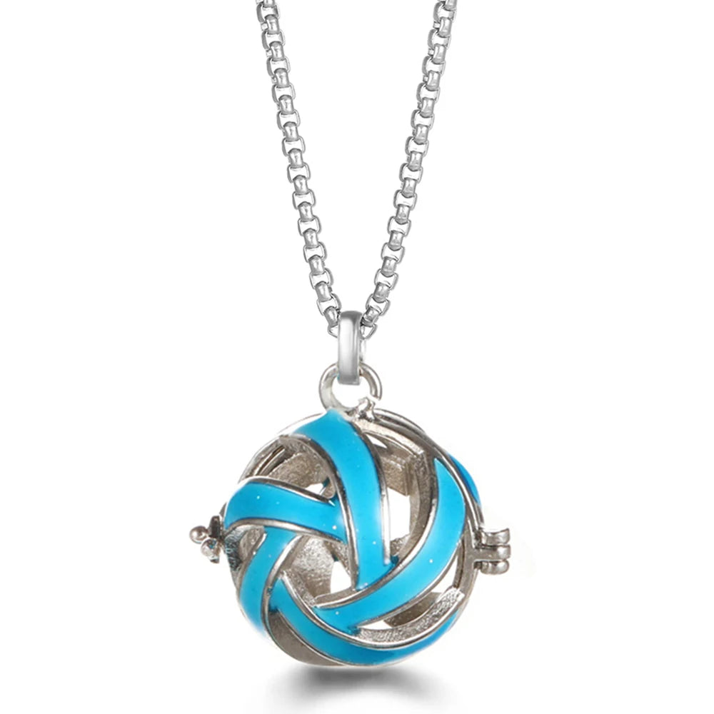 Mexico Chime Caller Angel Wing Music Symbol Aromatherapy Pendant Titanium Steel Chain Lava Ball Essential Oil Diffuser Necklace