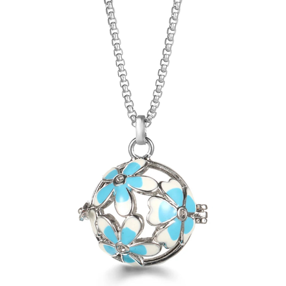 Mexico Chime Caller Angel Wing Music Symbol Aromatherapy Pendant Titanium Steel Chain Lava Ball Essential Oil Diffuser Necklace