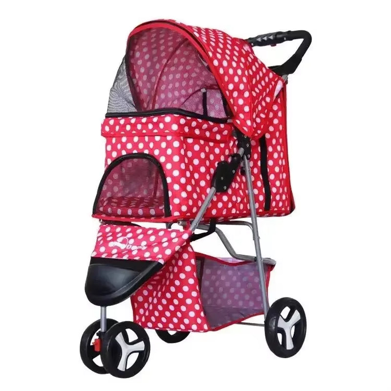 Lightweight Folding Pet Trolley Cat, Dog and Cart Three-Wheeled Pet Cart Go Out Cart Supplies Dog Stroller