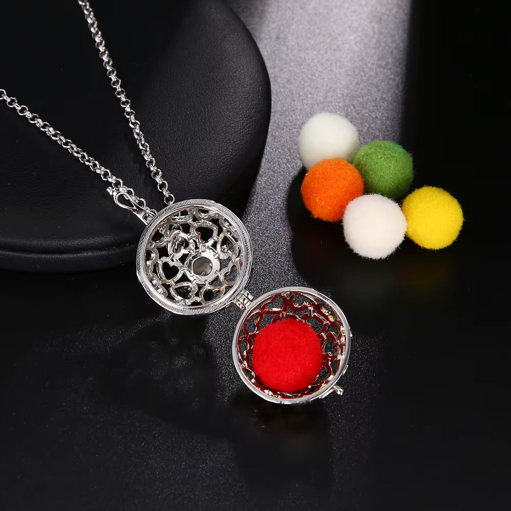 Mexico Chime Caller Angel Wing Music Symbol Aromatherapy Pendant Titanium Steel Chain Lava Ball Essential Oil Diffuser Necklace