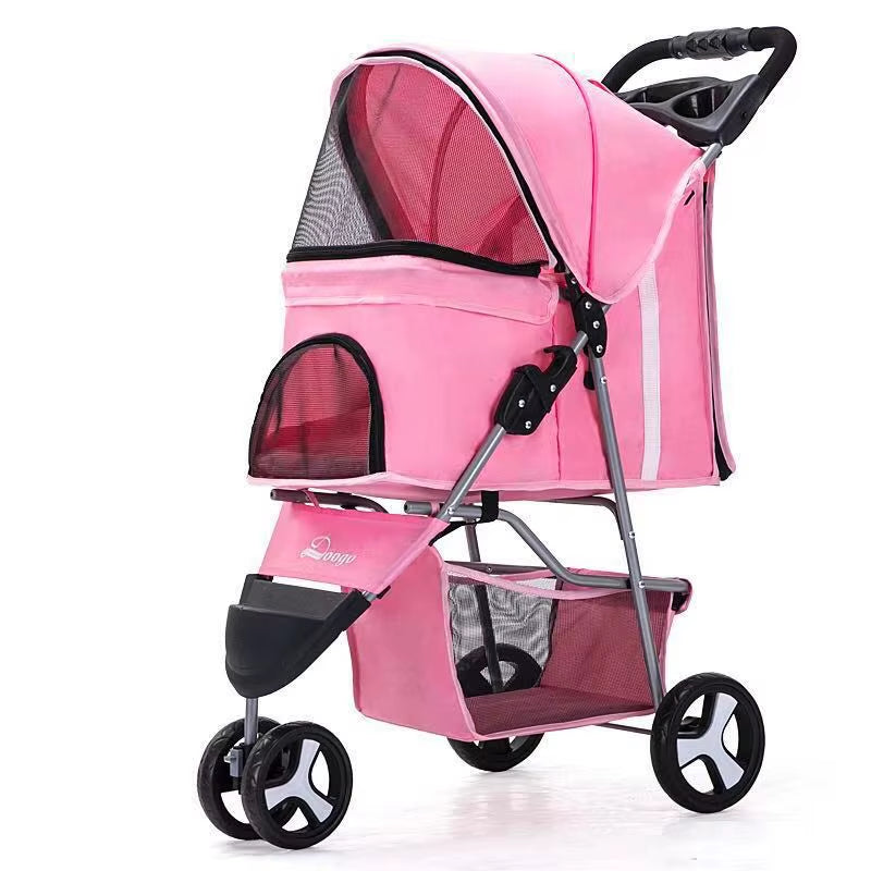 Lightweight Folding Pet Trolley Cat, Dog and Cart Three-Wheeled Pet Cart Go Out Cart Supplies Dog Stroller
