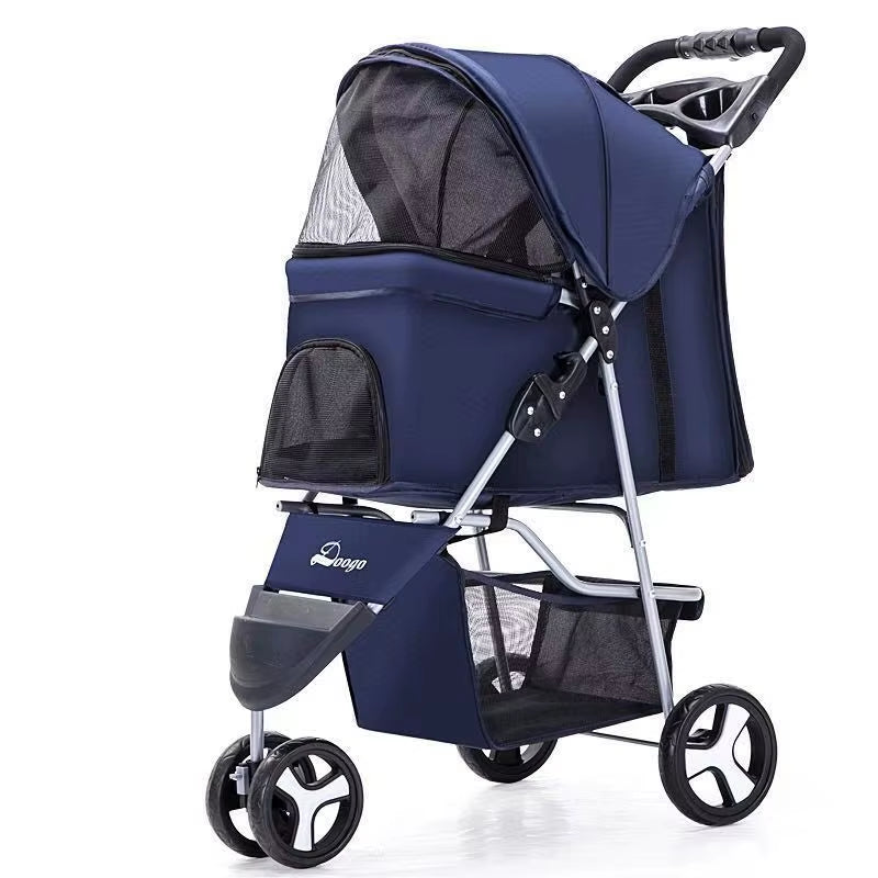 Lightweight Folding Pet Trolley Cat, Dog and Cart Three-Wheeled Pet Cart Go Out Cart Supplies Dog Stroller