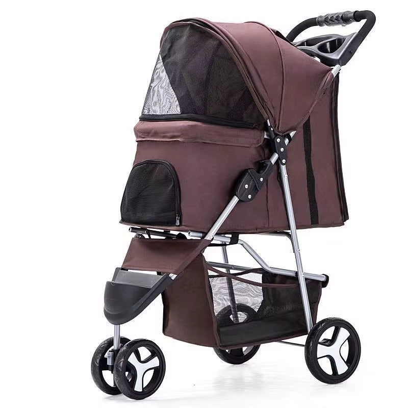 Lightweight Folding Pet Trolley Cat, Dog and Cart Three-Wheeled Pet Cart Go Out Cart Supplies Dog Stroller
