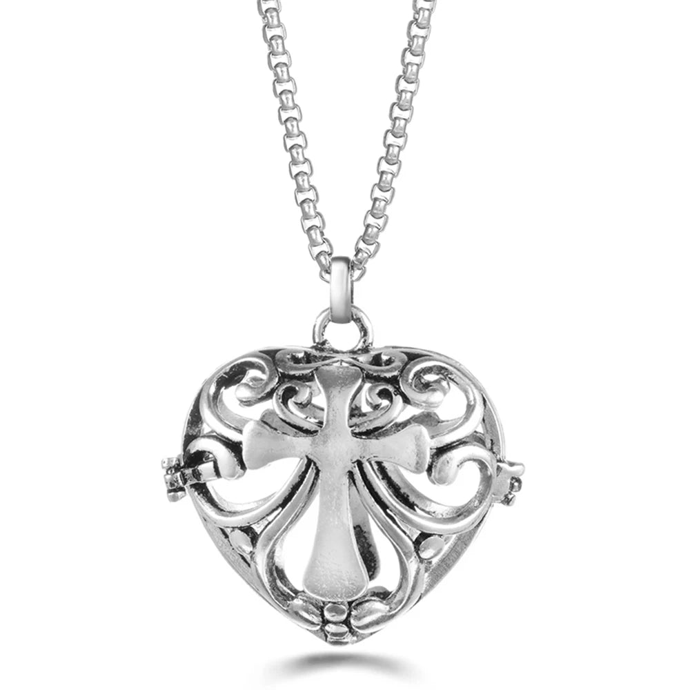 Mexico Chime Caller Angel Wing Music Symbol Aromatherapy Pendant Titanium Steel Chain Lava Ball Essential Oil Diffuser Necklace
