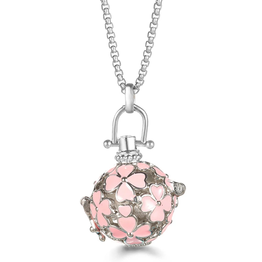 Mexico Chime Caller Angel Wing Music Symbol Aromatherapy Pendant Titanium Steel Chain Lava Ball Essential Oil Diffuser Necklace