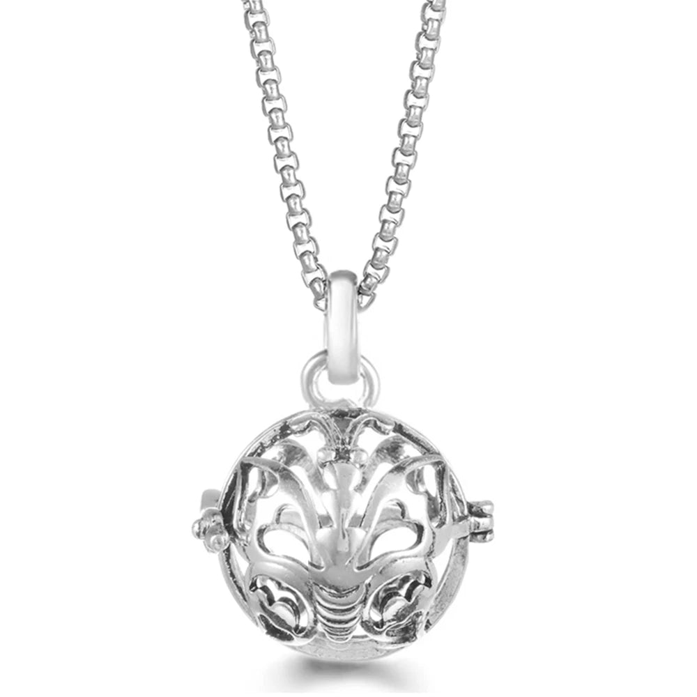 Mexico Chime Caller Angel Wing Music Symbol Aromatherapy Pendant Titanium Steel Chain Lava Ball Essential Oil Diffuser Necklace