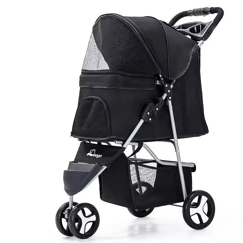 Lightweight Folding Pet Trolley Cat, Dog and Cart Three-Wheeled Pet Cart Go Out Cart Supplies Dog Stroller